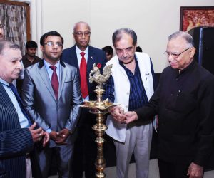 Lighting the lamp ceremony by chaudhary birender singh, G. R. Khattar and deepak khattar